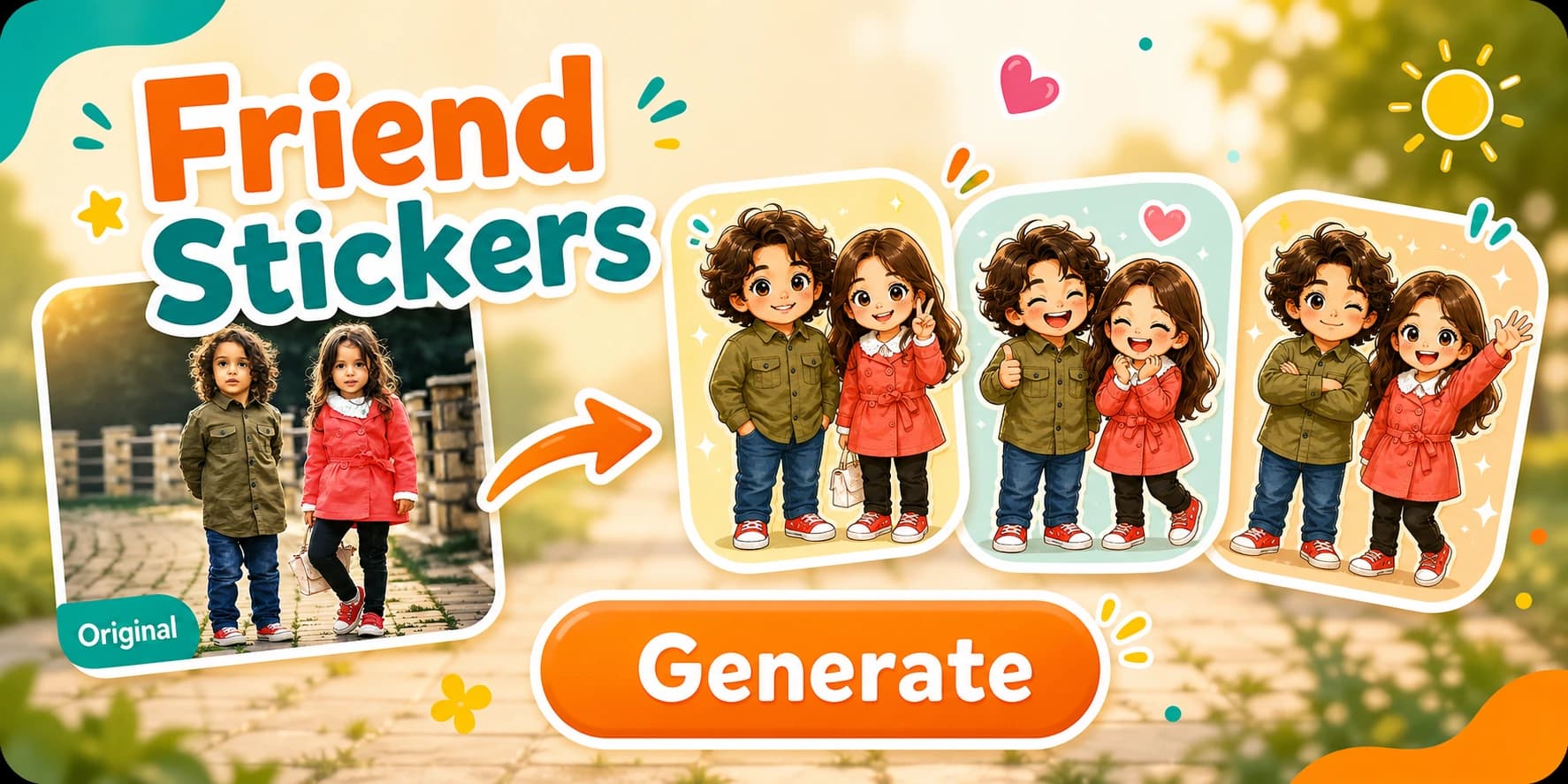 Create friend group stickers from a photo.