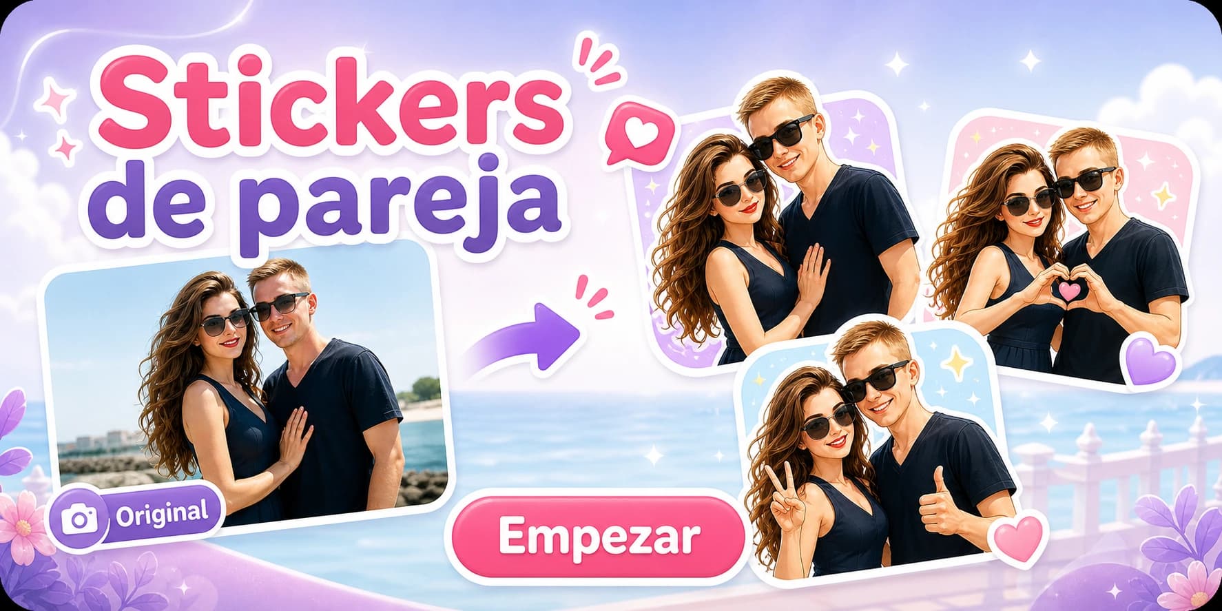 Crea stickers de pareja a partir de una foto juntos.