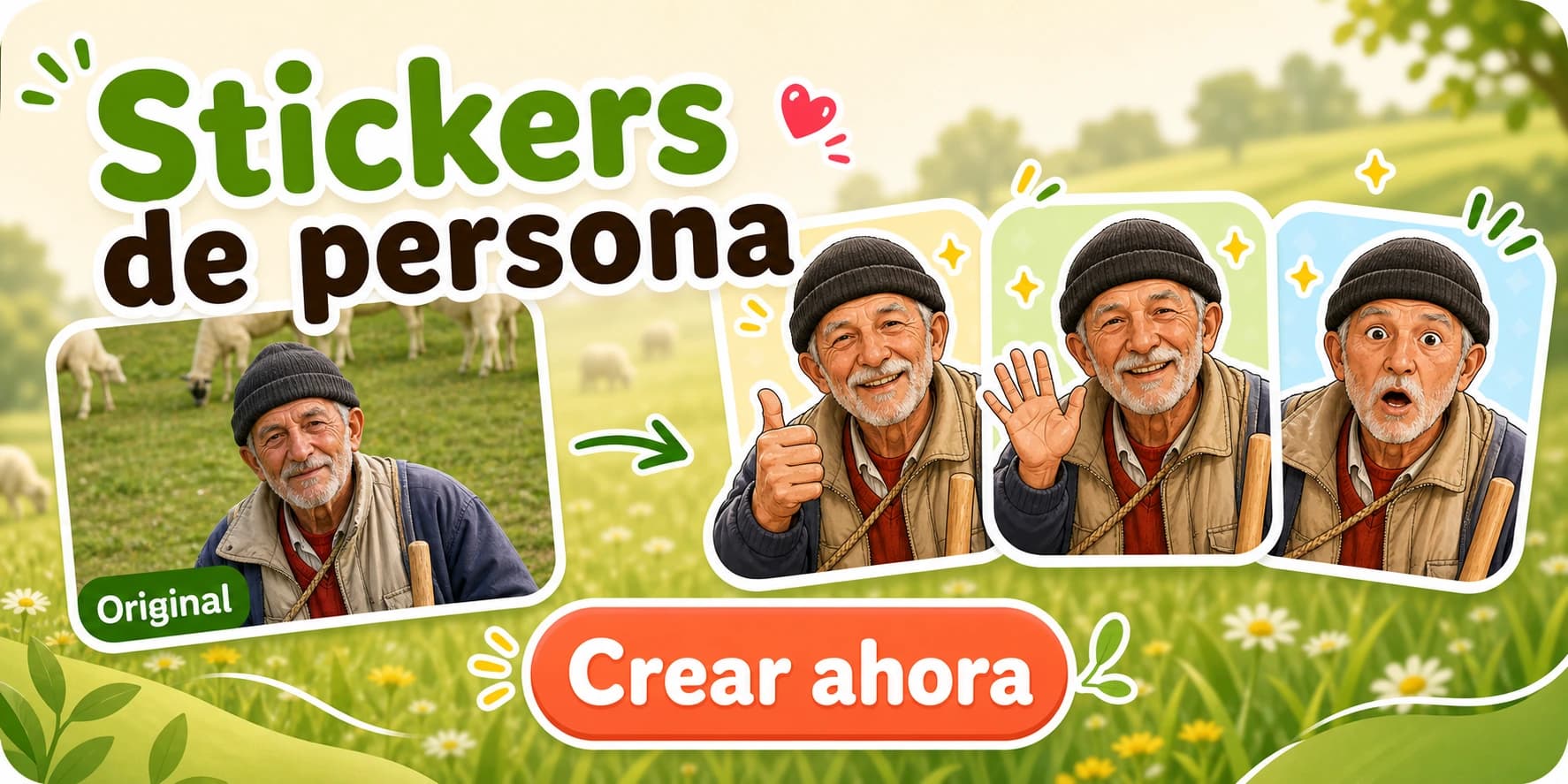 Sube un retrato para crear stickers personales.